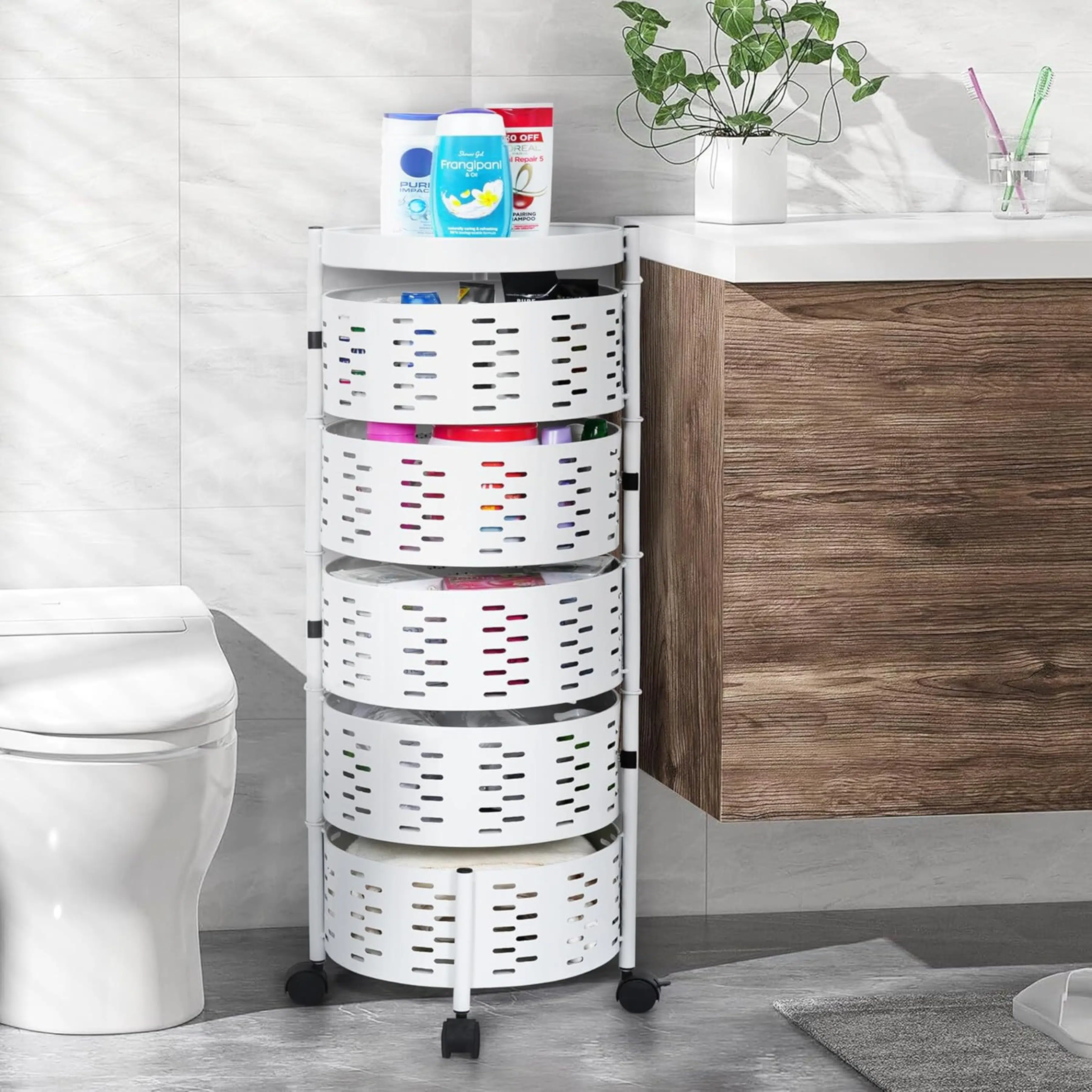 Porte Légumes Blanc à 5 Paniers Multi Usages