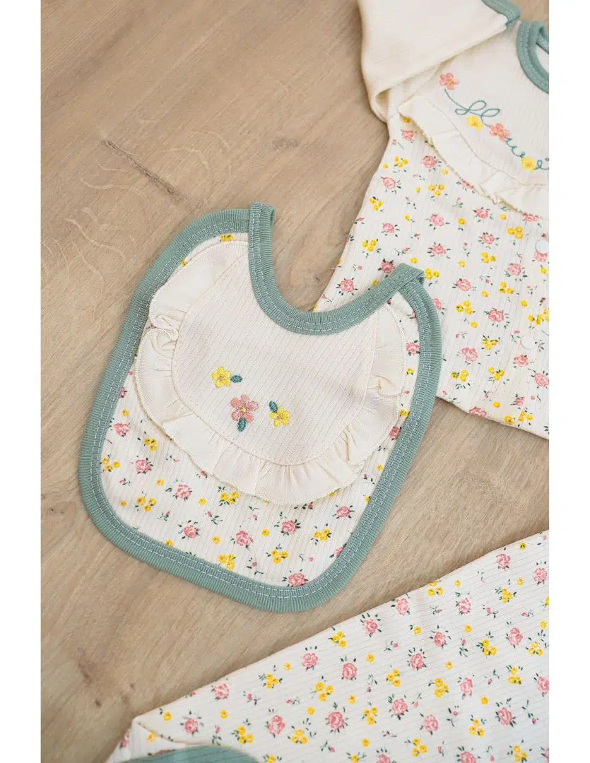 Coffret Naissance 5 Pièces 100% Coton Vert – Réf C7617 – (0-3M)