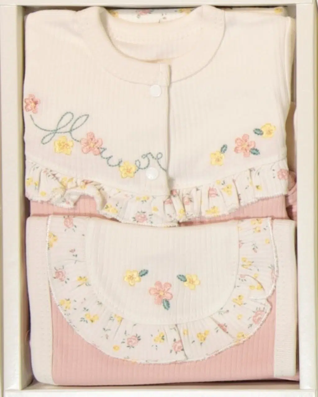 Coffret Naissance 5 Pièces 100% Coton Vert – Réf C7617 – (0-3M)