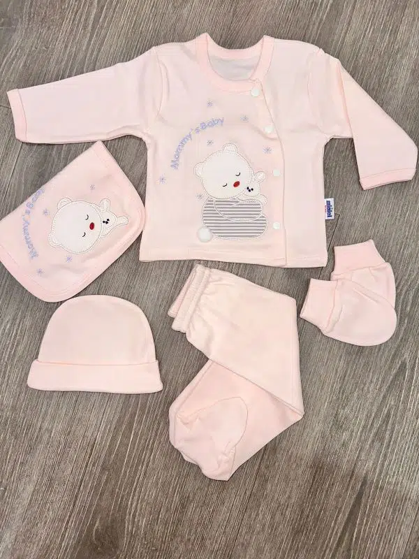 Coffret Naissance 5 Pièces 100% Coton Gris – Réf HM115 – (0-3M)
