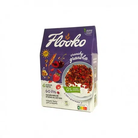 CRUNCHY GRANOLA GO FIT SS FRUIT ROUGE 300 GR FLOOKO