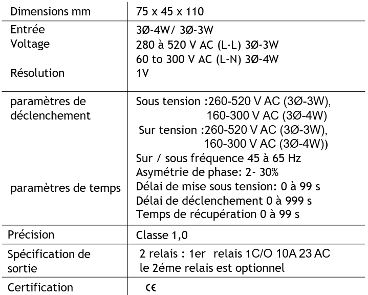 Relais de protection de tension