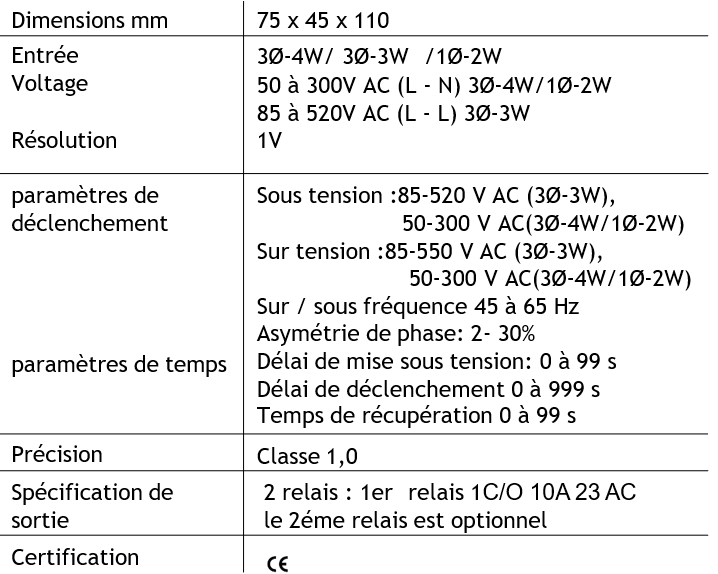 Relais de protection de tension