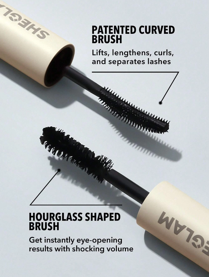 SHEGLAM Mascara Volume & Longueur Tout-en-un - Lavable Noir 2 En 1 Brosse Double