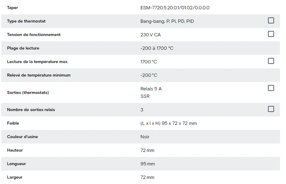 Régulateur de température  220V  72x72mm ESM-7720