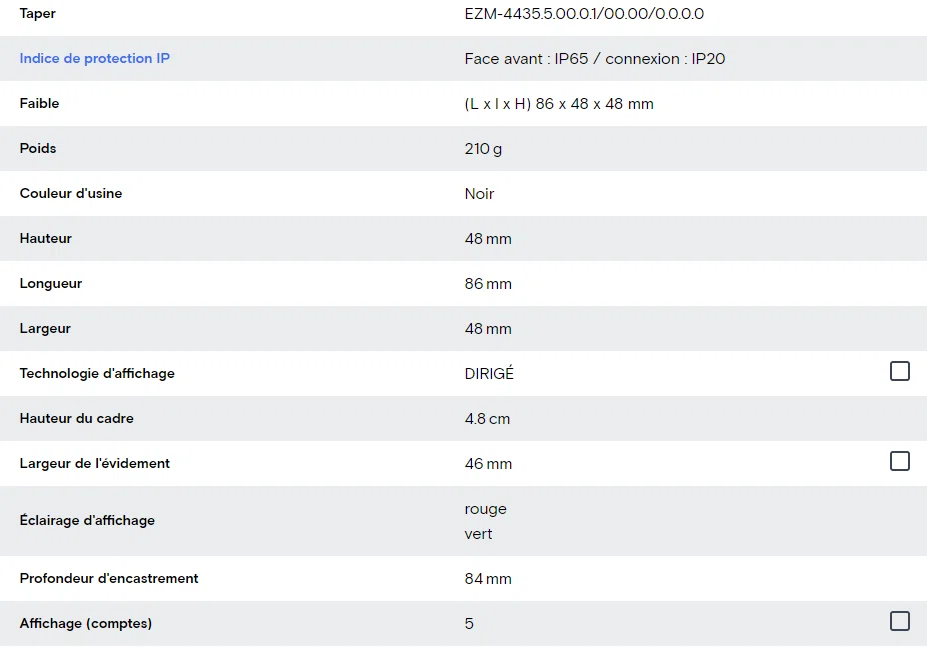 COMPTEUR HORAIRE 220V 48x 48mm