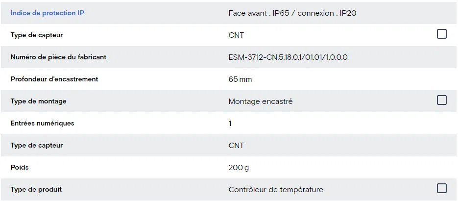 Régulateur de température 220V  77x35mm ESM-3712