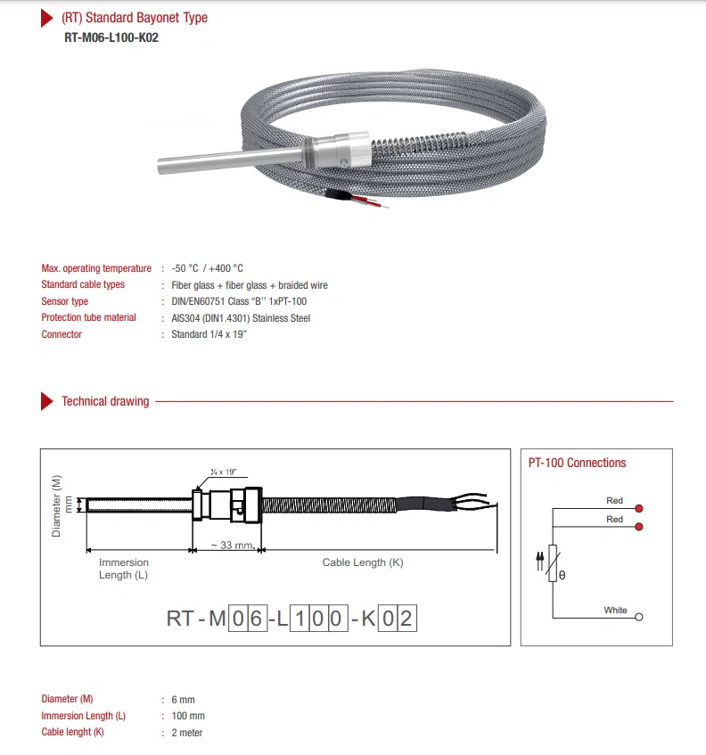 SONNDE PT100  100MM