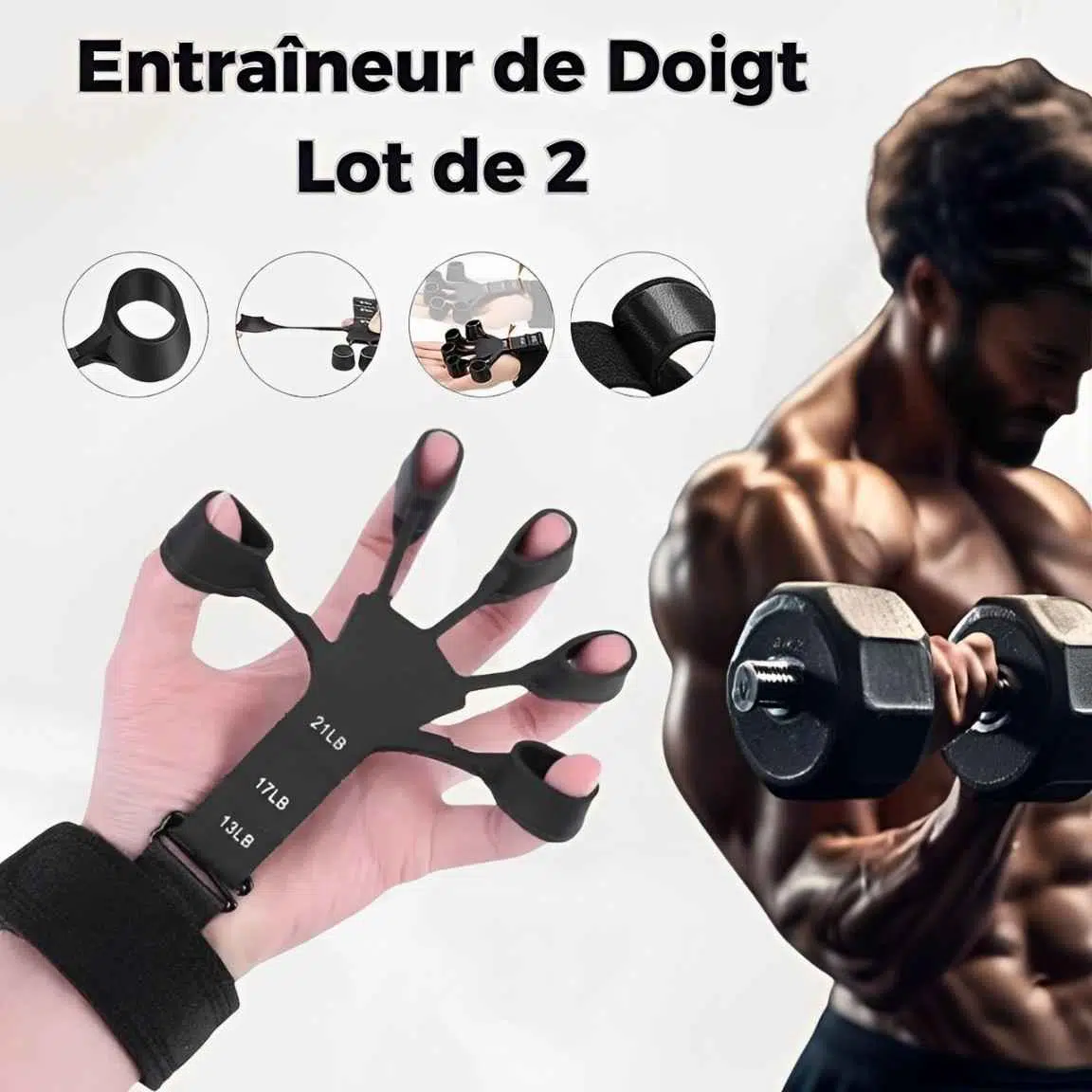 Entraîneur de Doigt Lot de 2 - Silicone | جهاز تمارين قبضة اليد