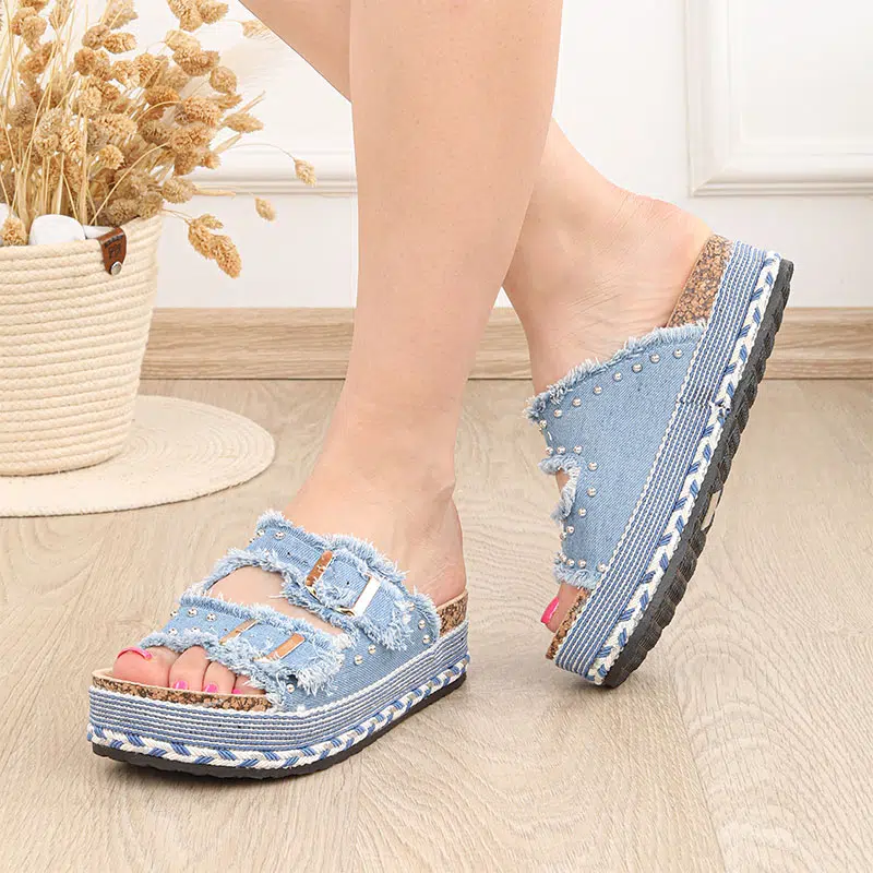 Mule Femme Réf CLK-308 Bleu Clair