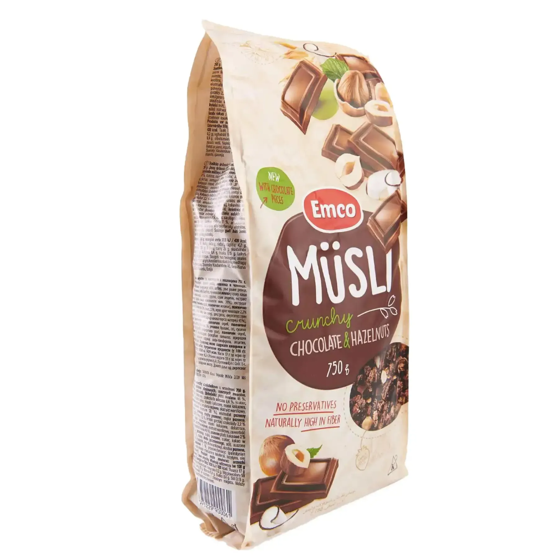 EMCO MUSLI 750 GR CRUNCHY CHOCOLAT ET NOISETTE