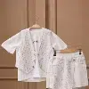 Ensemble Fille Blanc avec Short, Pull & Veste Blazer – Réf 13278 –