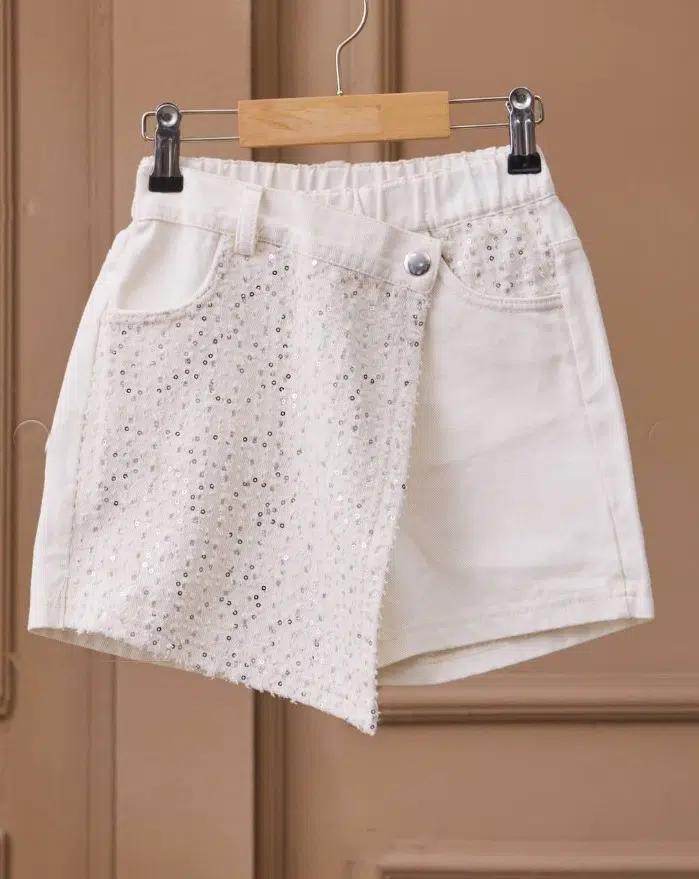 Ensemble Fille Blanc avec Short, Pull & Veste Blazer – Réf 13278 –