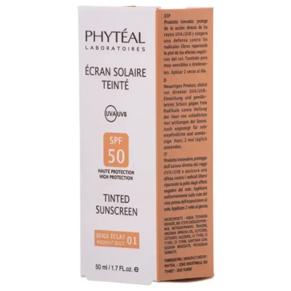 PHYTEAL ecran solaire teinte beige eclat 01 spf50+