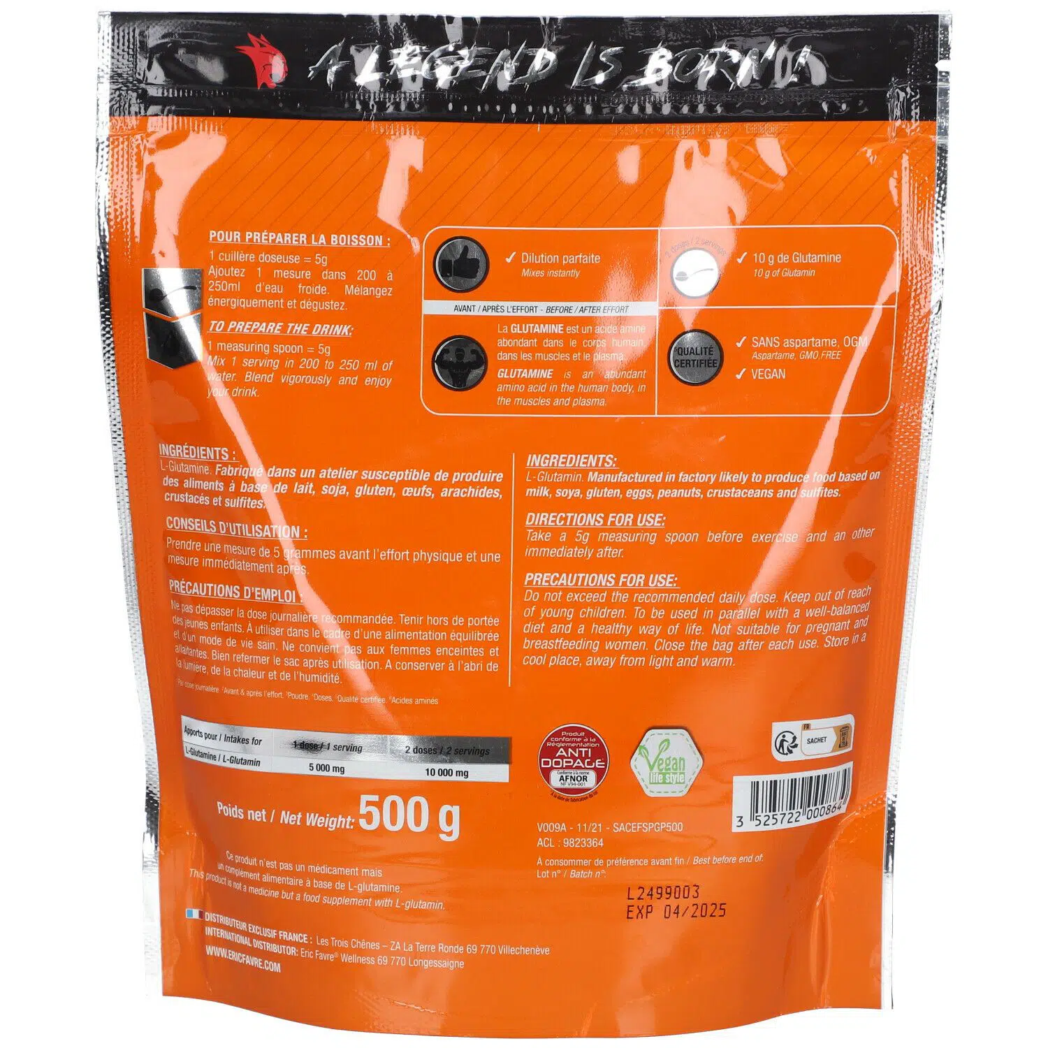 GLUTAMINE PRO ZERO – 500G (UNFALVORED)