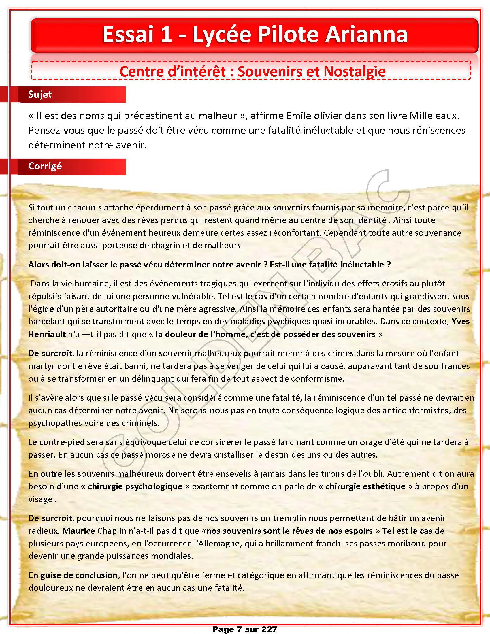 FRANCAIS - TOUTE LANNEE - BAC SCIENTIFIQUES