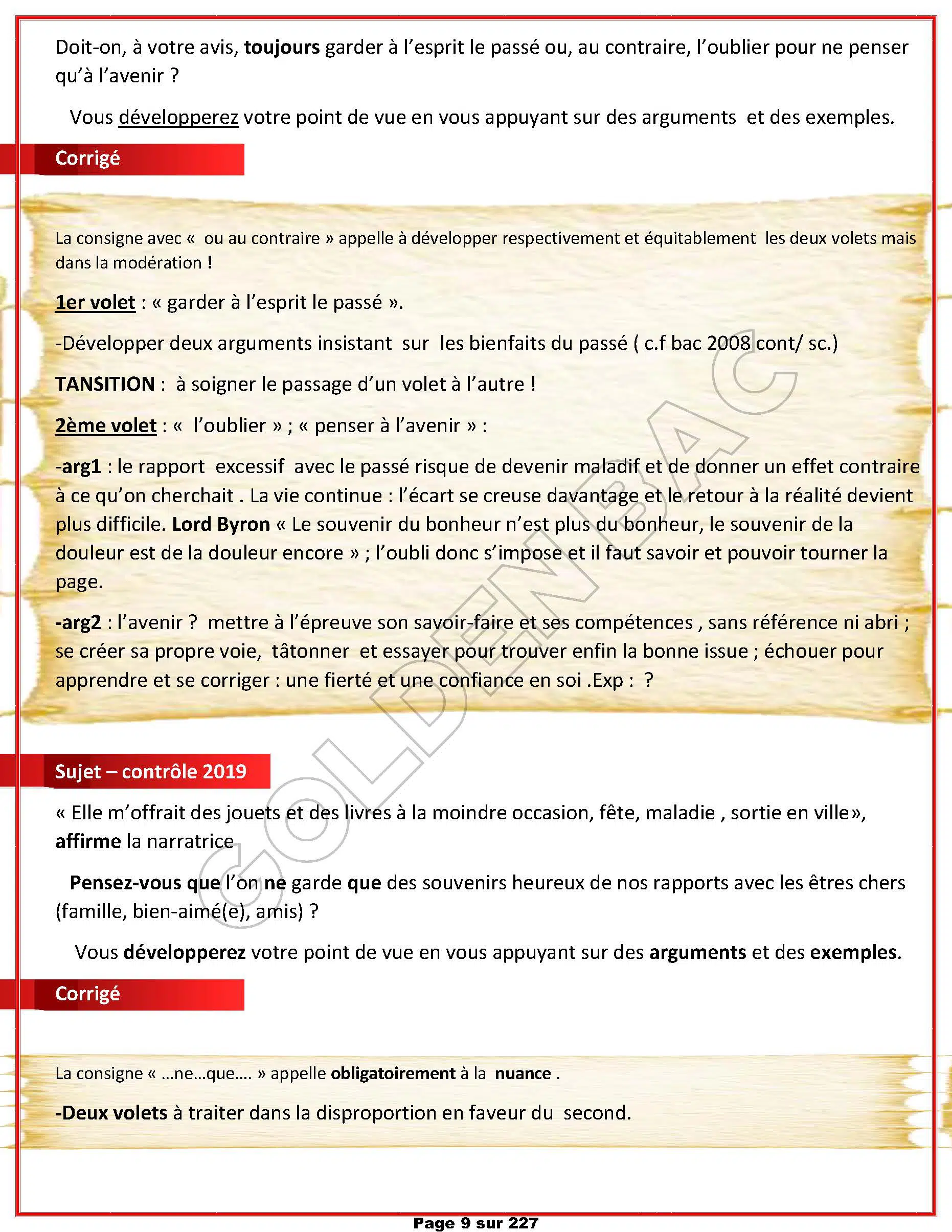 FRANCAIS - TOUTE LANNEE - BAC SCIENTIFIQUES