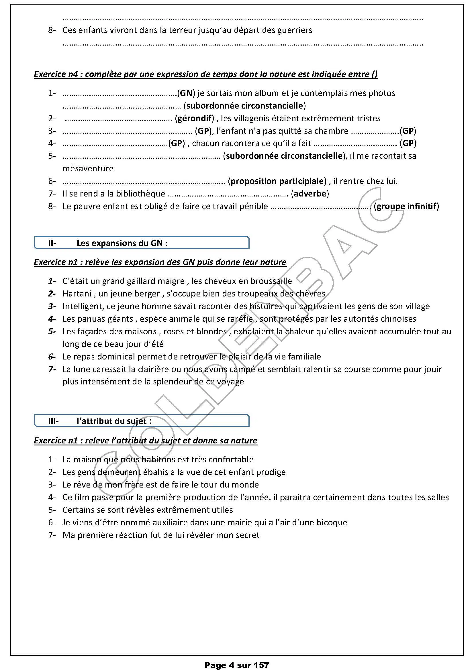Francais - toute lannée - 9ème année