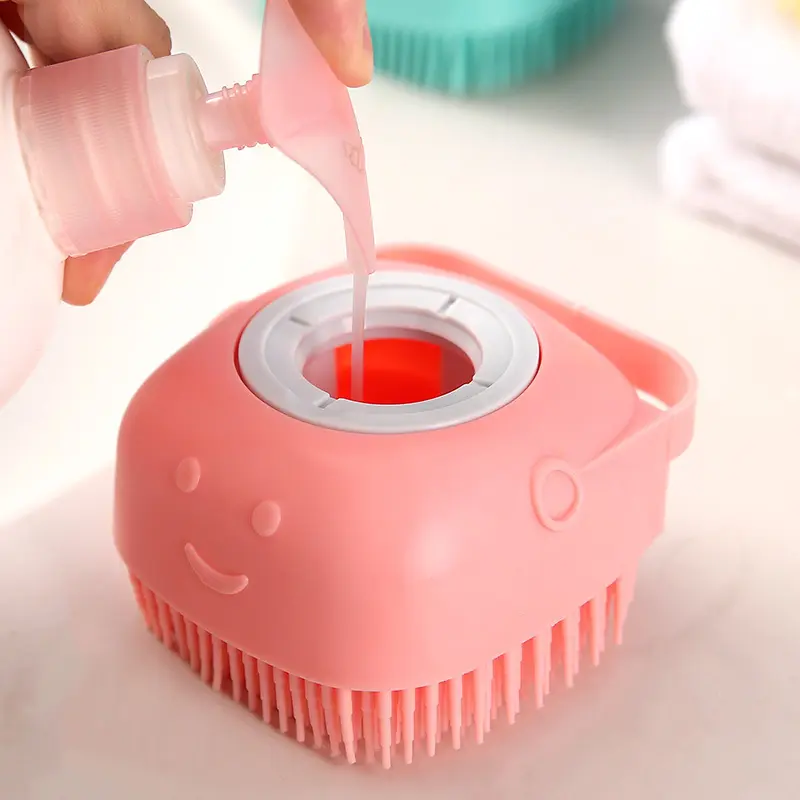 Brosse de douche 2en1 - Brosse en silicone avec distributeur de gel douche