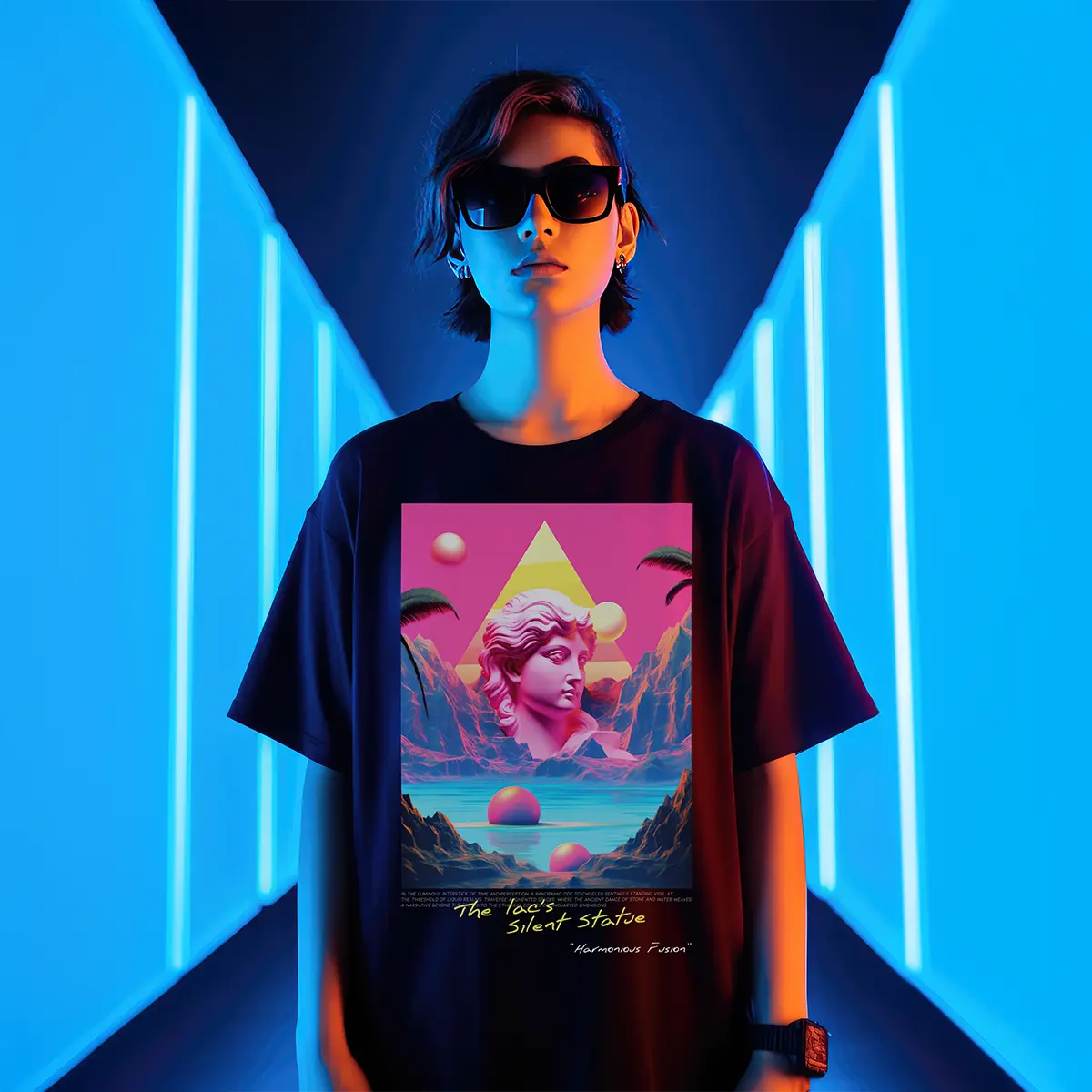 Harmonious Fusion Black T-shirt