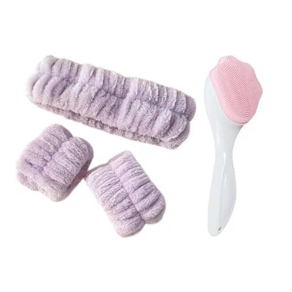 Bandeau & Bracelets & Brosse Exfoliante en Silicone Soin Visage
