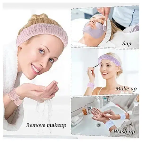 Bandeau & Bracelets & Brosse Exfoliante en Silicone Soin Visage