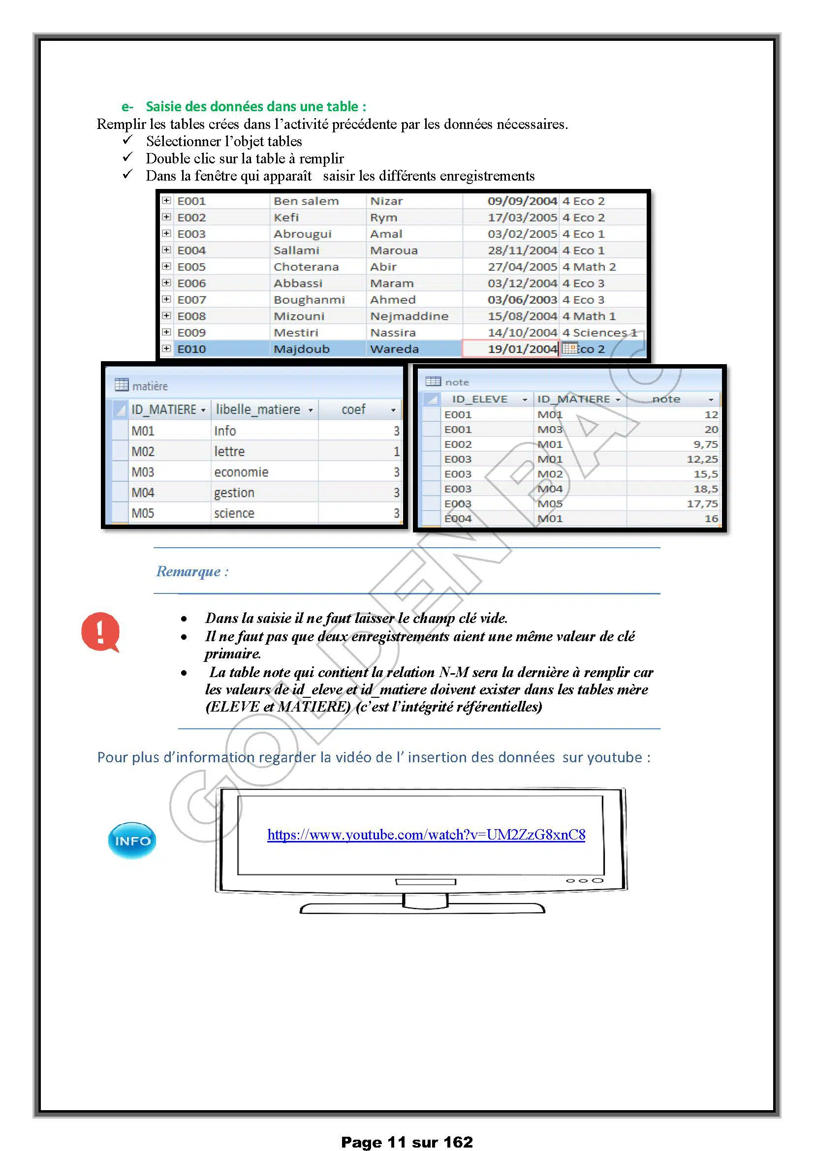 INFORMATIQUE - TOUTE LANNEE - BAC ECONOMIE