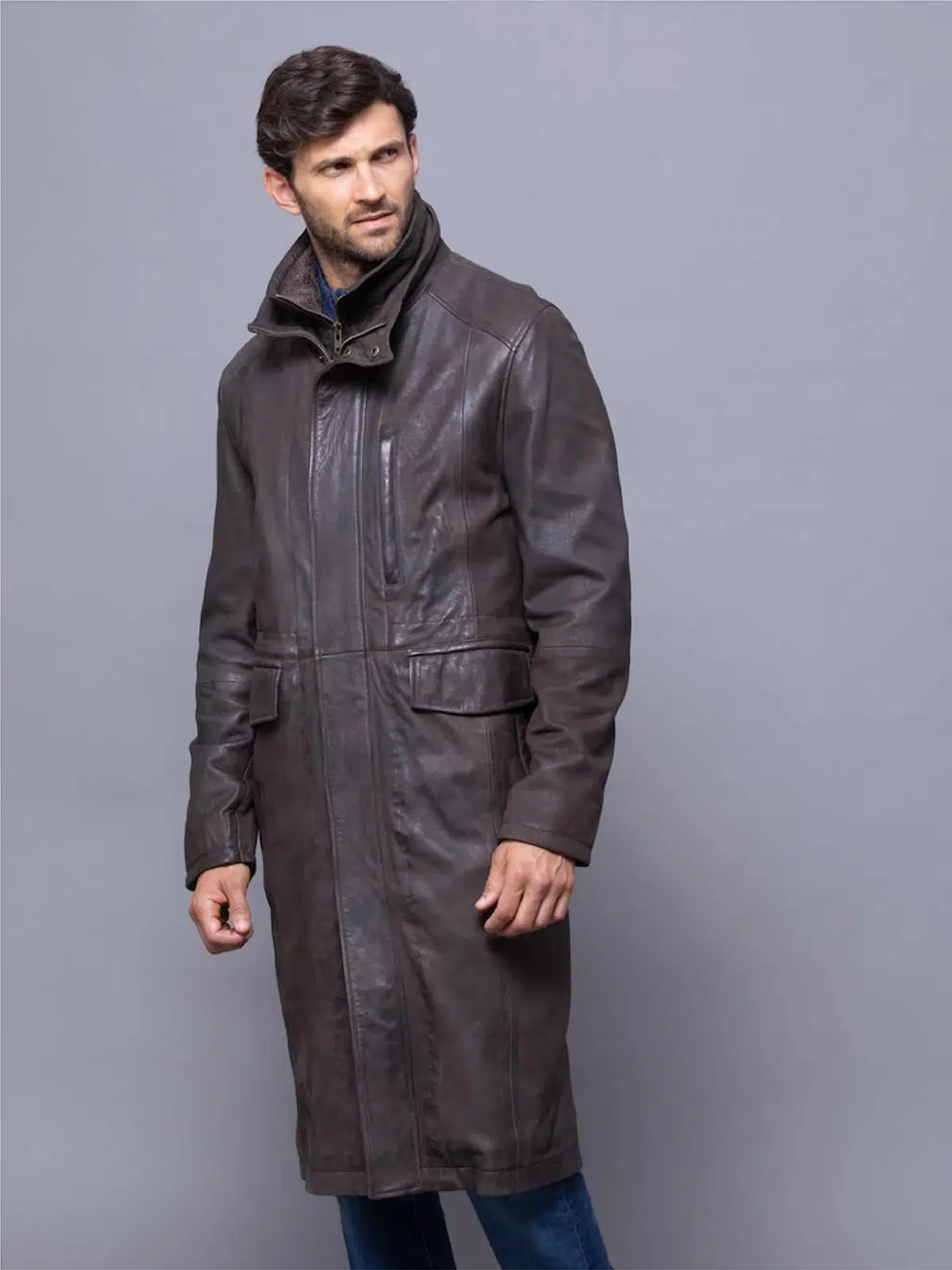 MANTEAU CUIR HOMME