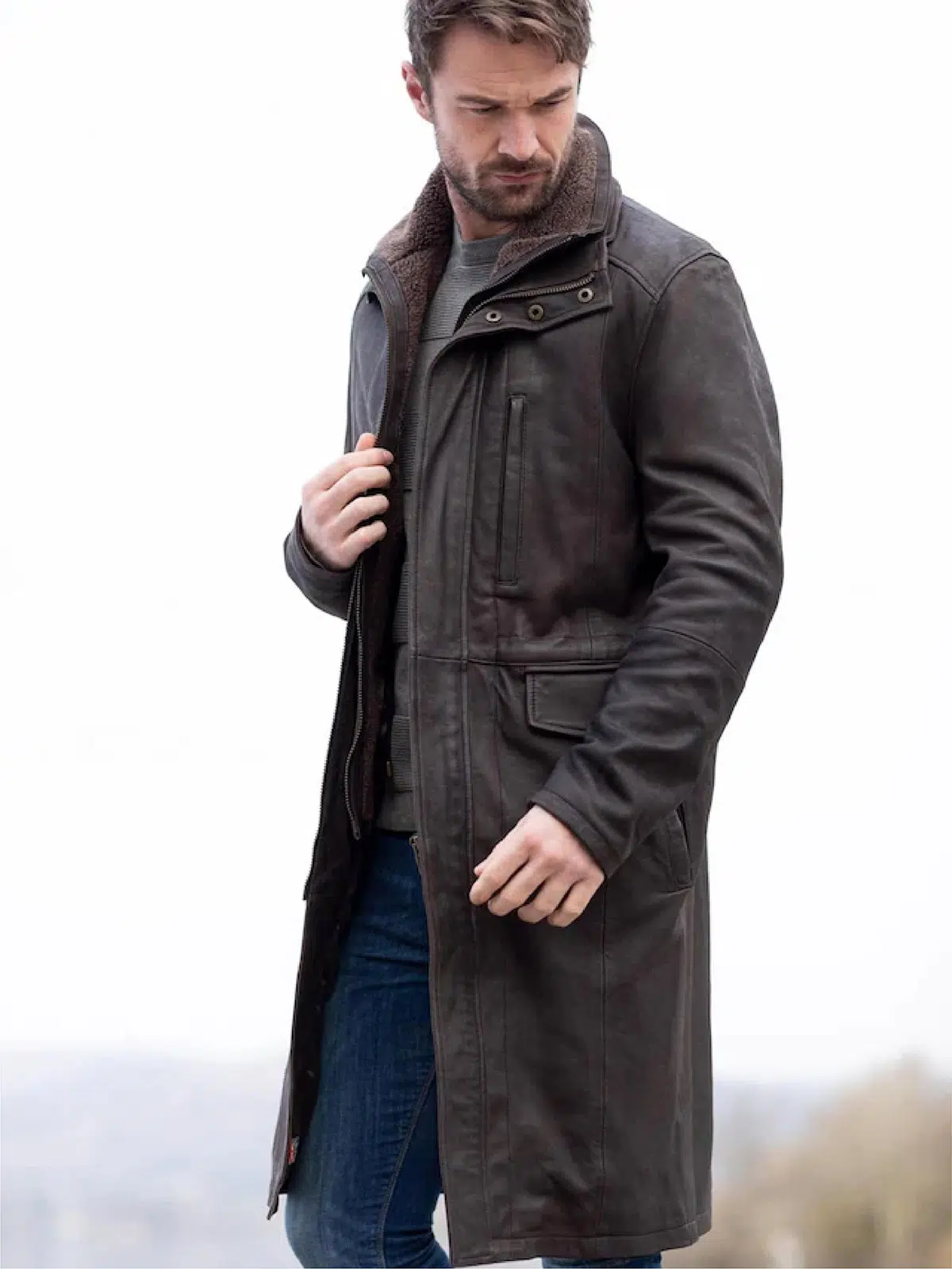 MANTEAU CUIR HOMME