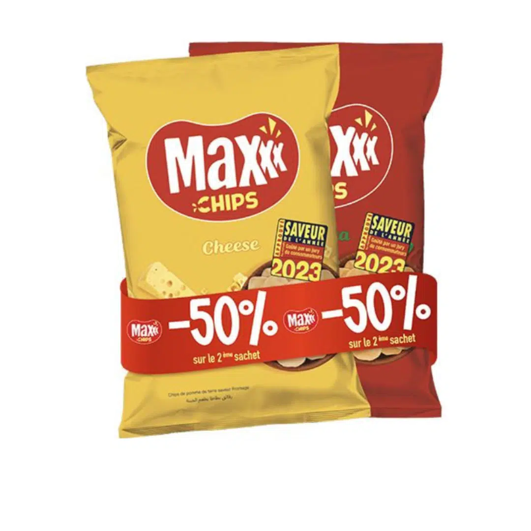 LOT 2 SACHET MAXXX CHIPS PANACHE 65 GR