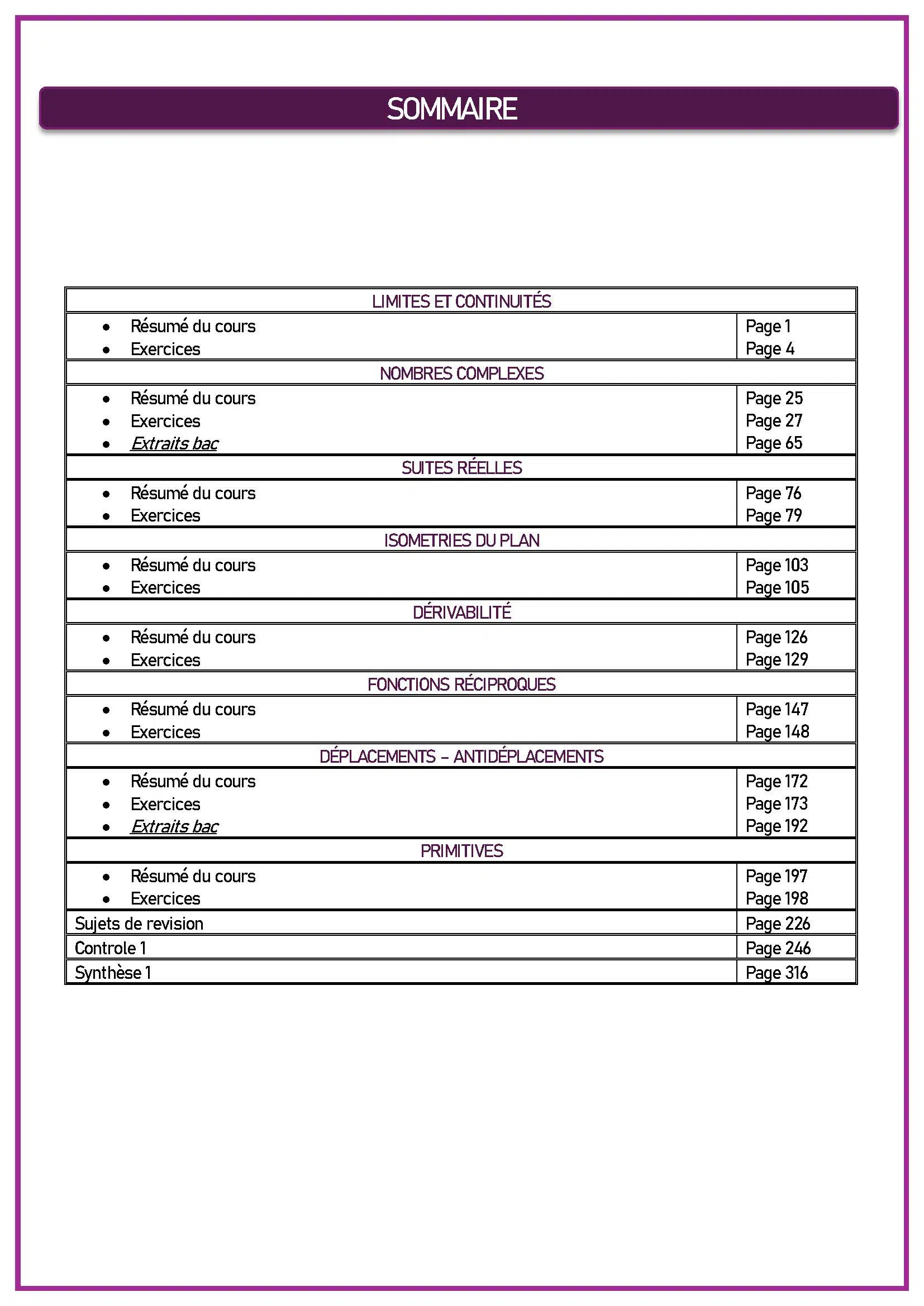 MATHEMATIQUES - 1ER TRIMESTRE - BAC MATHS