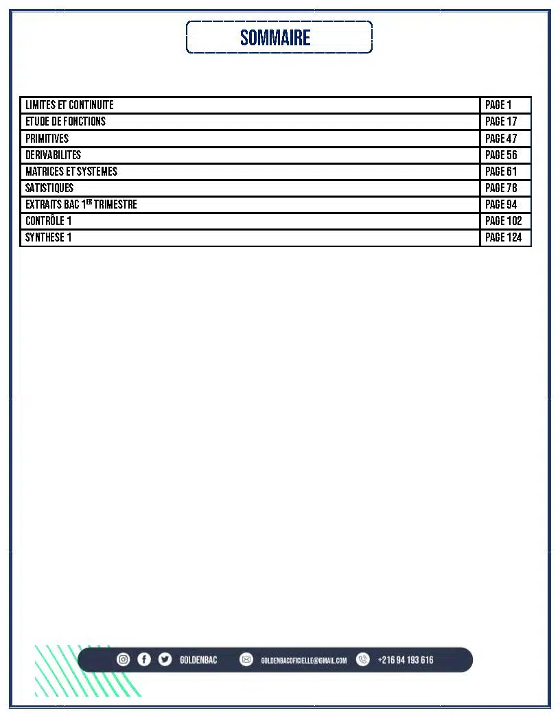 MATHEMATIQUES - 1ER TRIMESTRE- BAC ECONOMIE