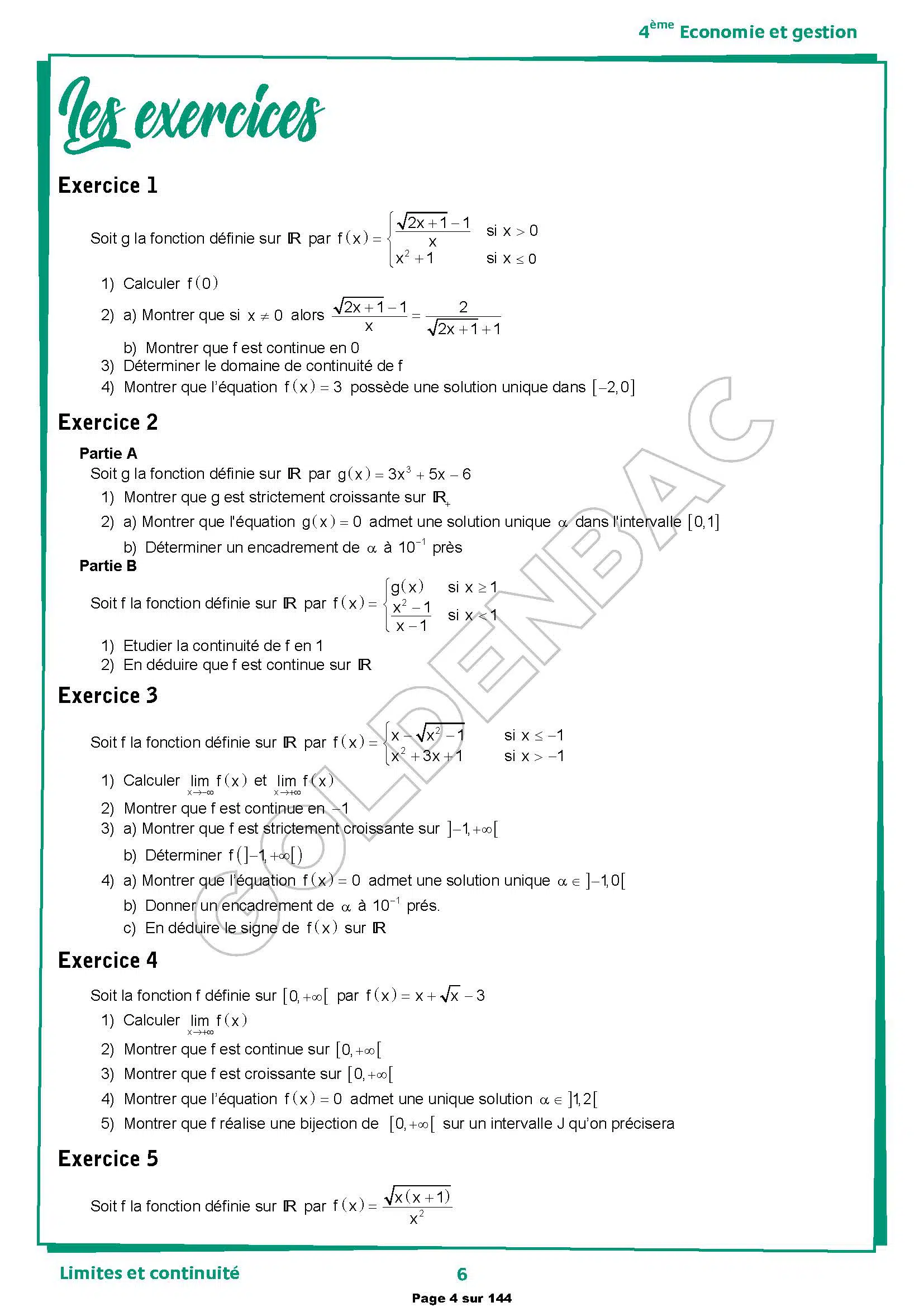 MATHEMATIQUES - 1ER TRIMESTRE- BAC ECONOMIE