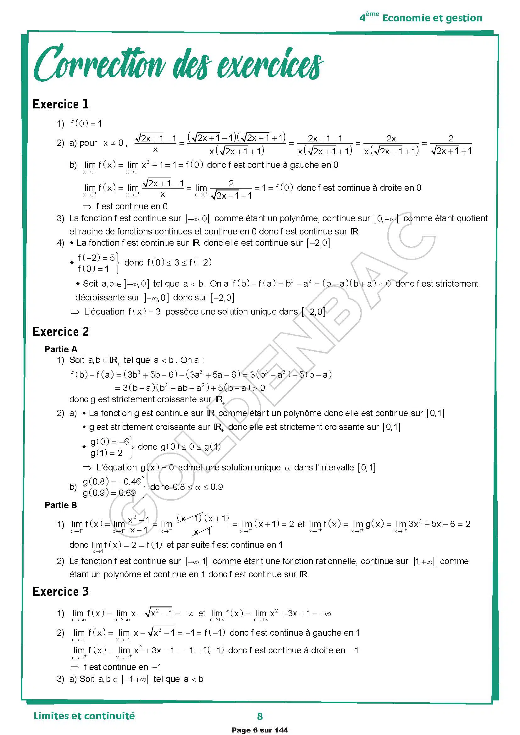 MATHEMATIQUES - 1ER TRIMESTRE- BAC ECONOMIE