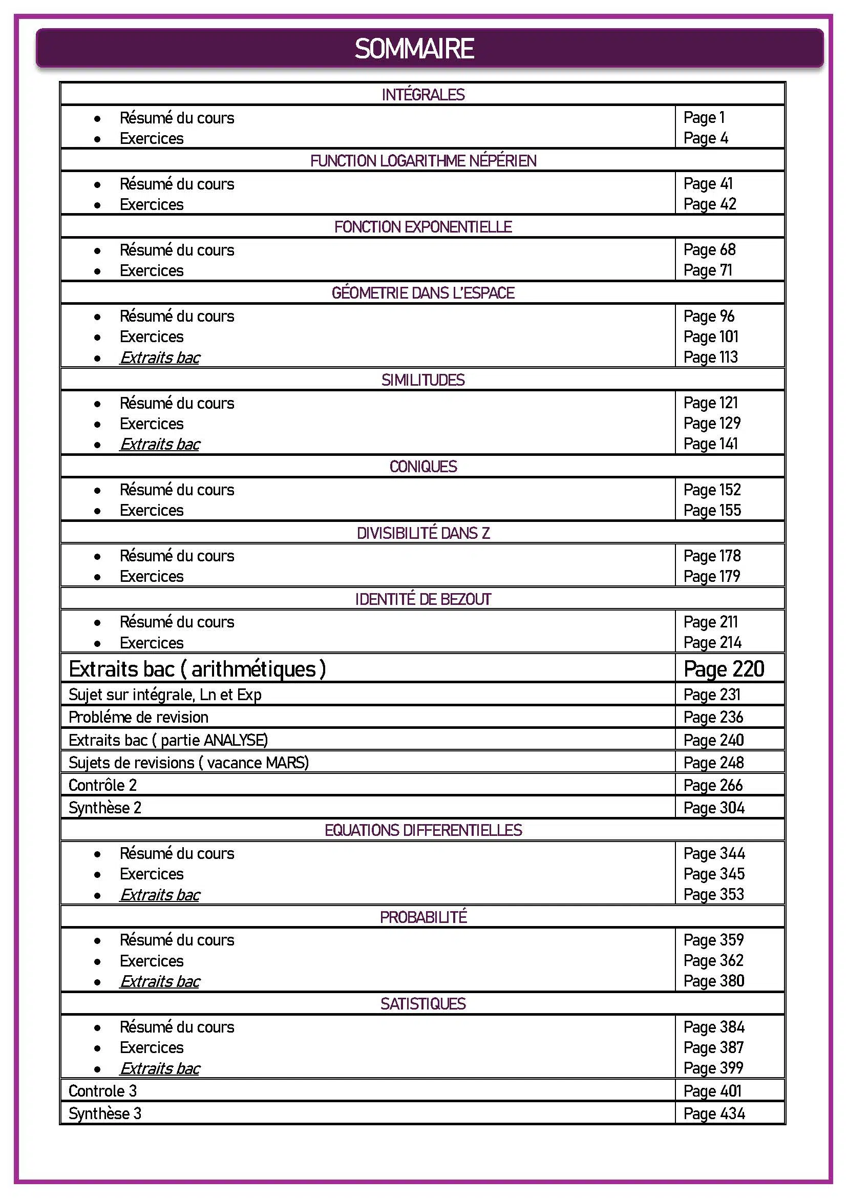MATHEMATIQUES - 2EME & 3EME TRIMESTRE - BAC MATHS