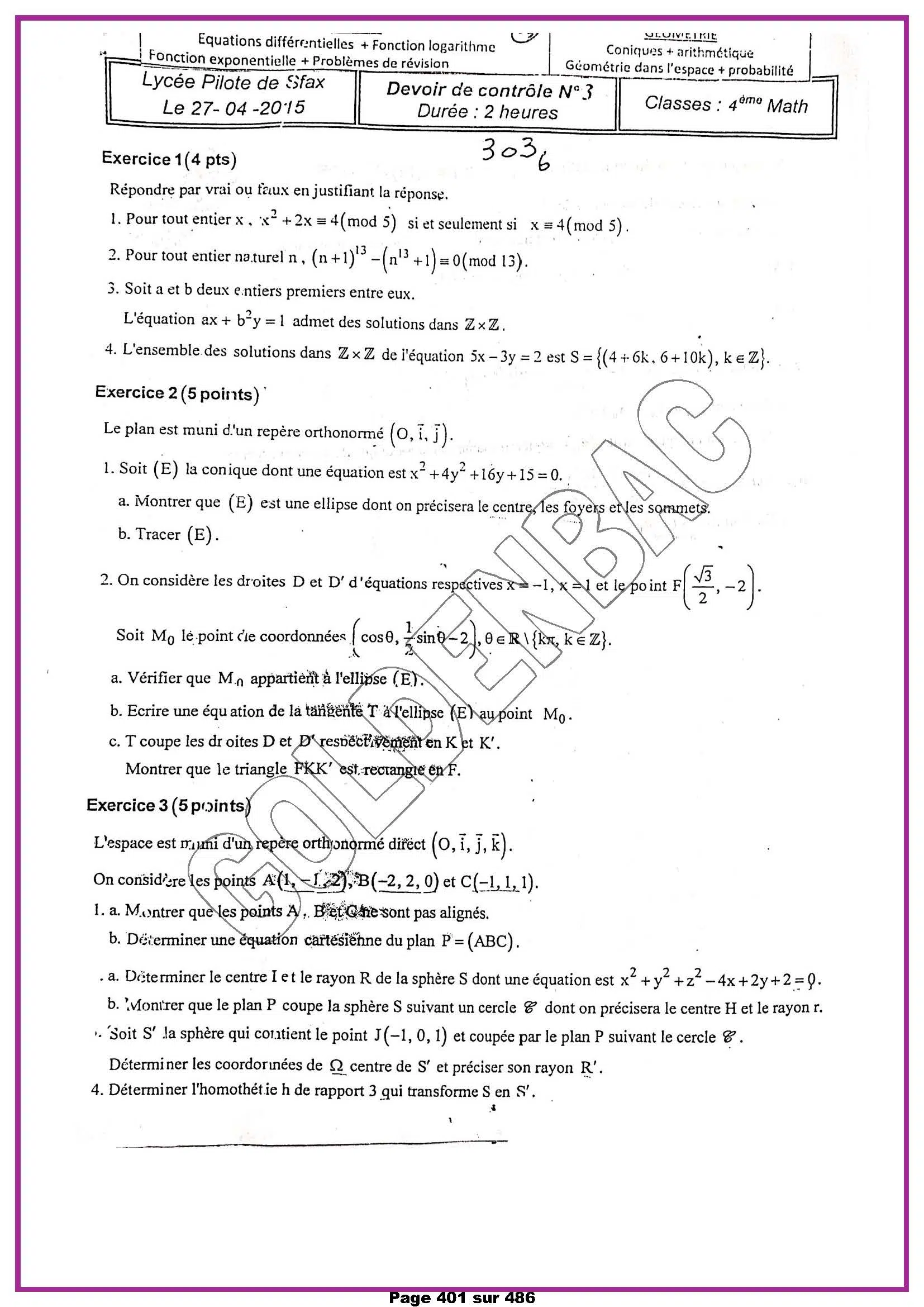 MATHEMATIQUES - 2EME & 3EME TRIMESTRE - BAC MATHS