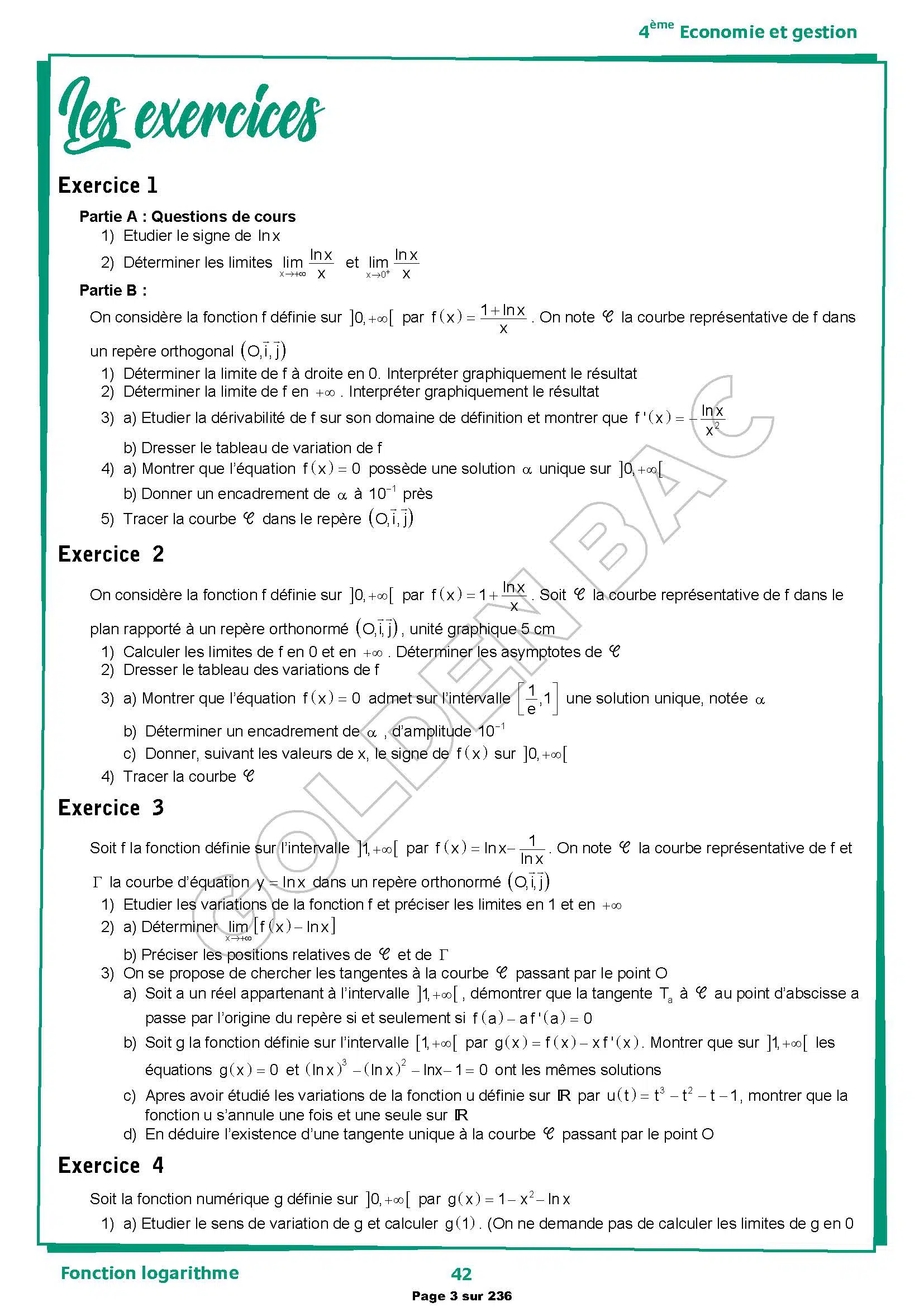 MATHEMATIQUES - 2EME & 3EME TRIMESTRE- BAC ECONOMIE