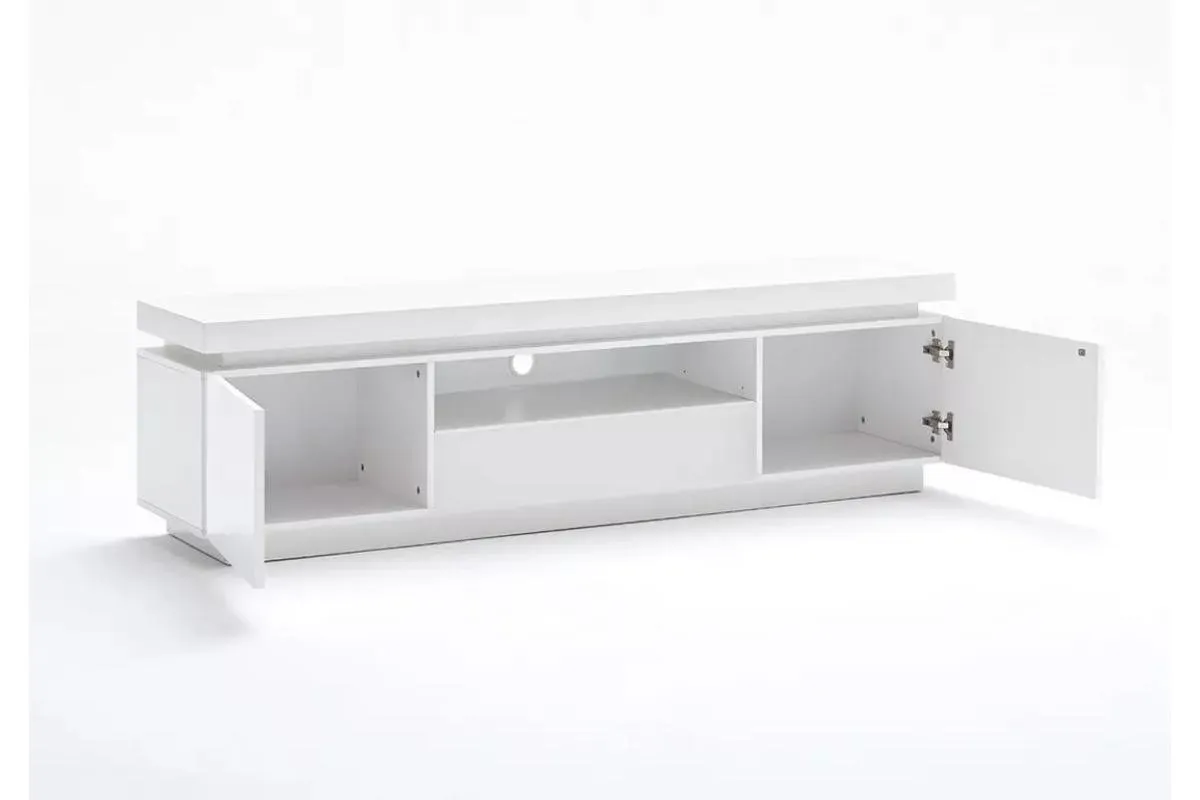 Meuble Tv laqué blanc LED OPRA 130x35x45 Cm