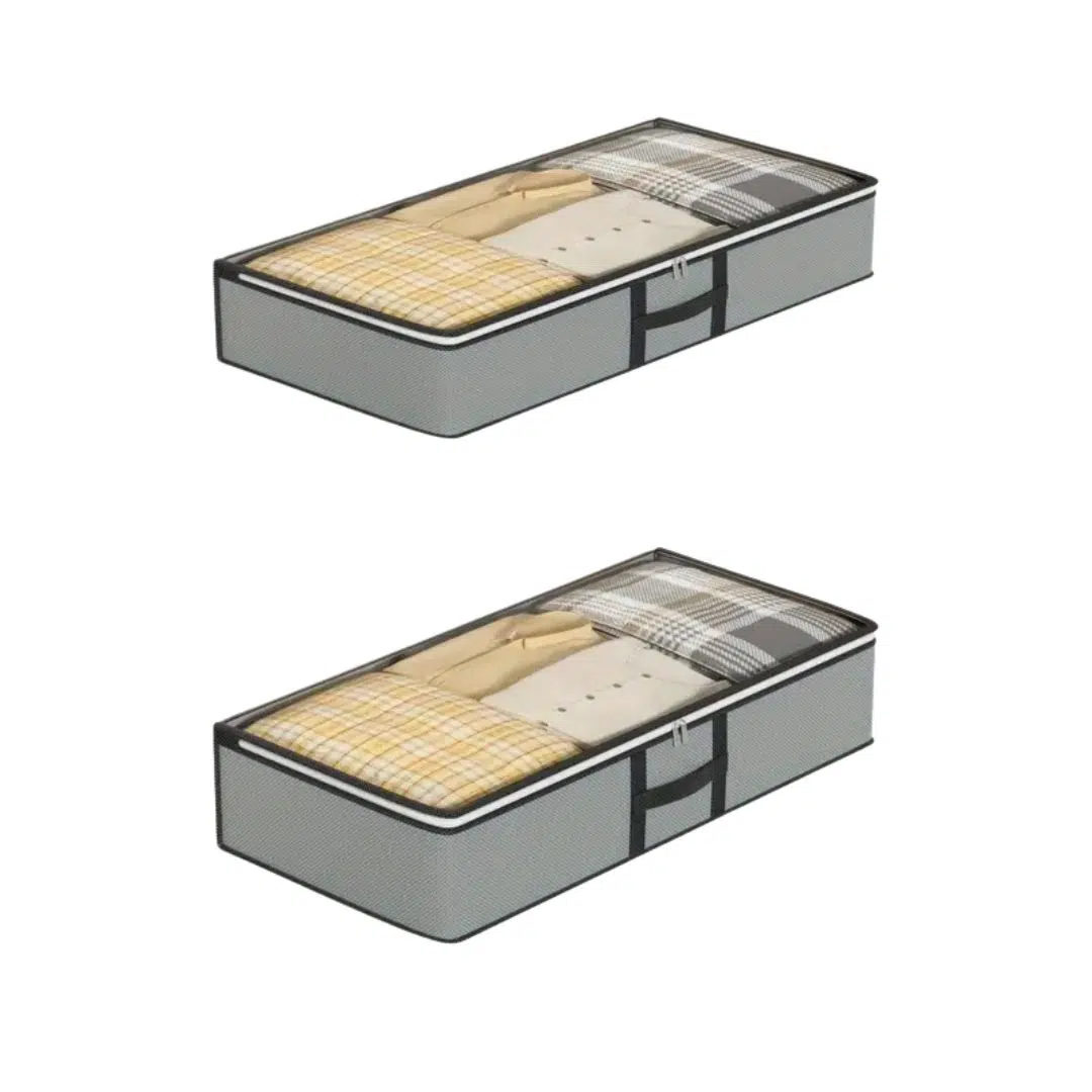 2x Valisettes de Rangement Semi-Rigide avec Couvercle Transparent
