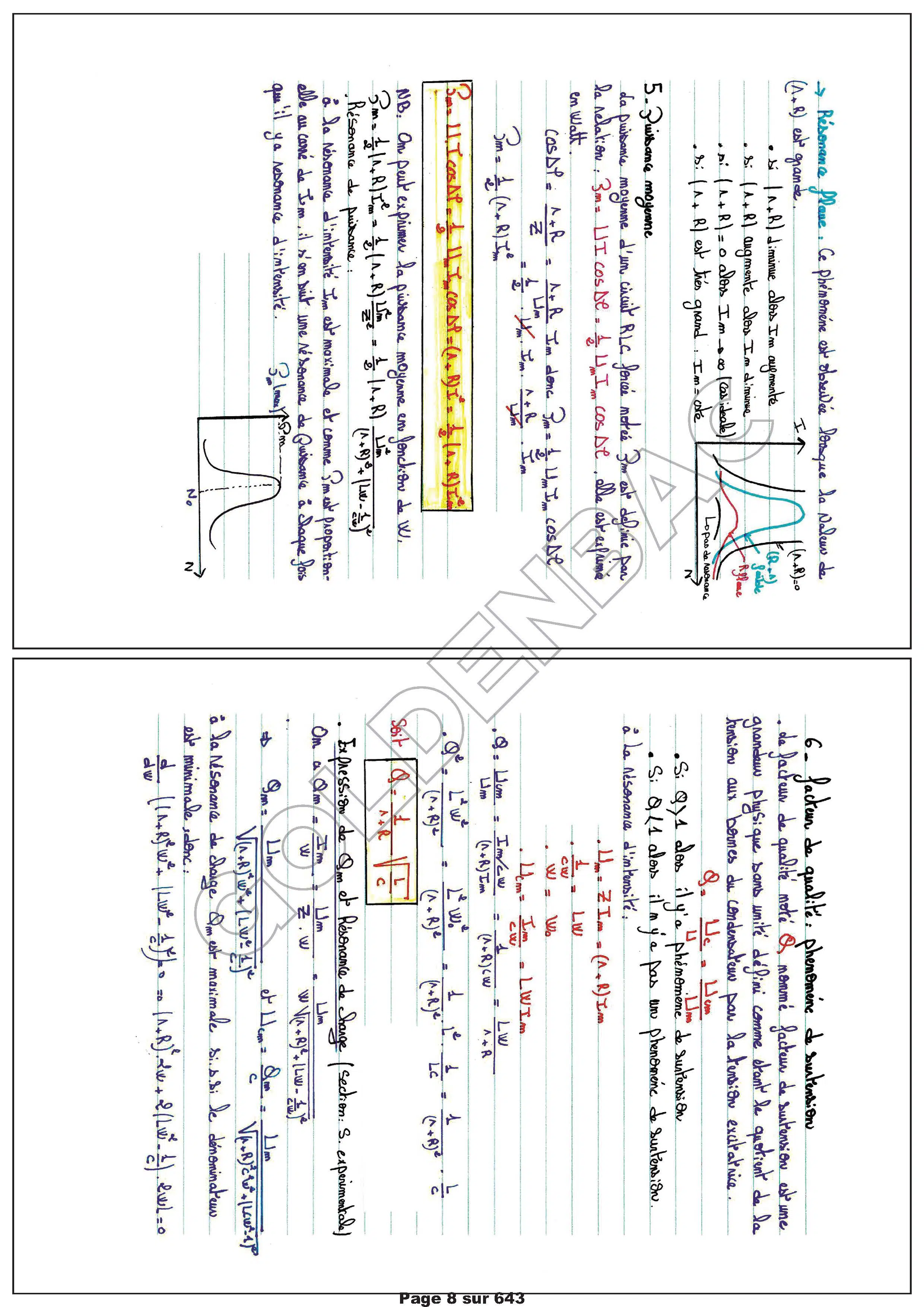 PHYSIQUE/CHIMIE- 2EME & 3EME TRIMESTRE - BAC MATHS