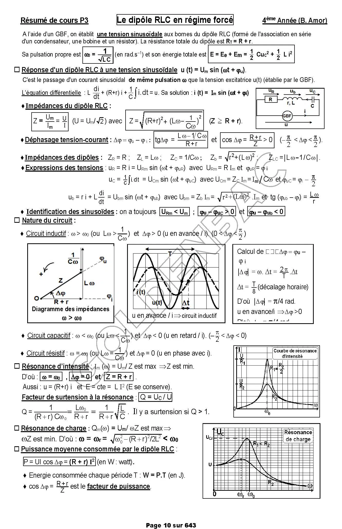 PHYSIQUE/CHIMIE- 2EME & 3EME TRIMESTRE - BAC MATHS