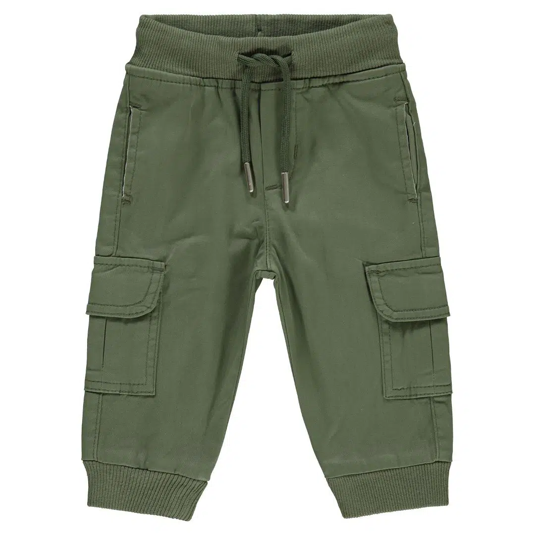 Pantalon Cargo Bébé Garçon – Réf 1054 – Vert -Beige (6-18 mois)