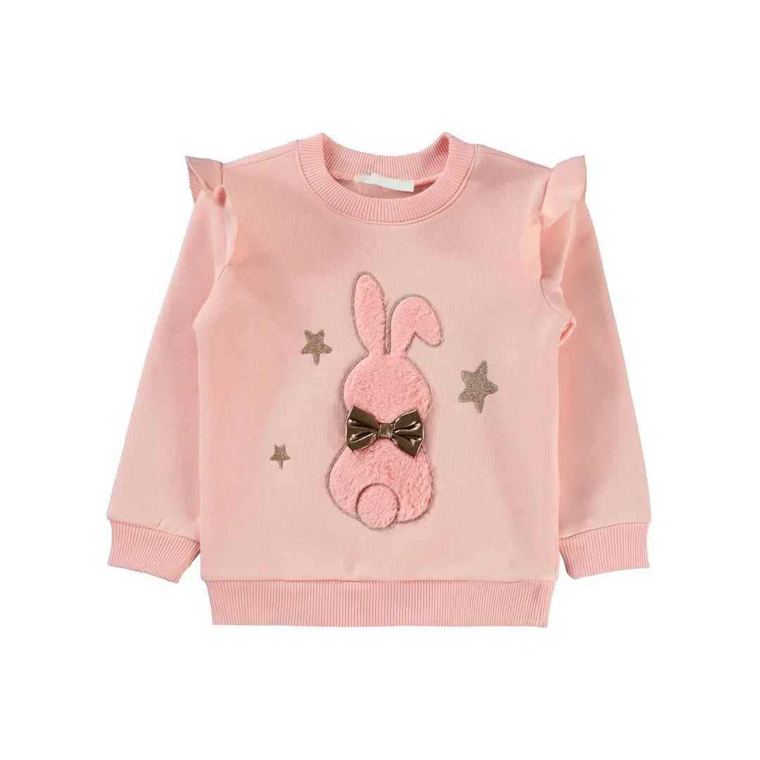 Pull Filles Sweatshirt – Réf P1354 – Écru ou Rose (2-5 ans)