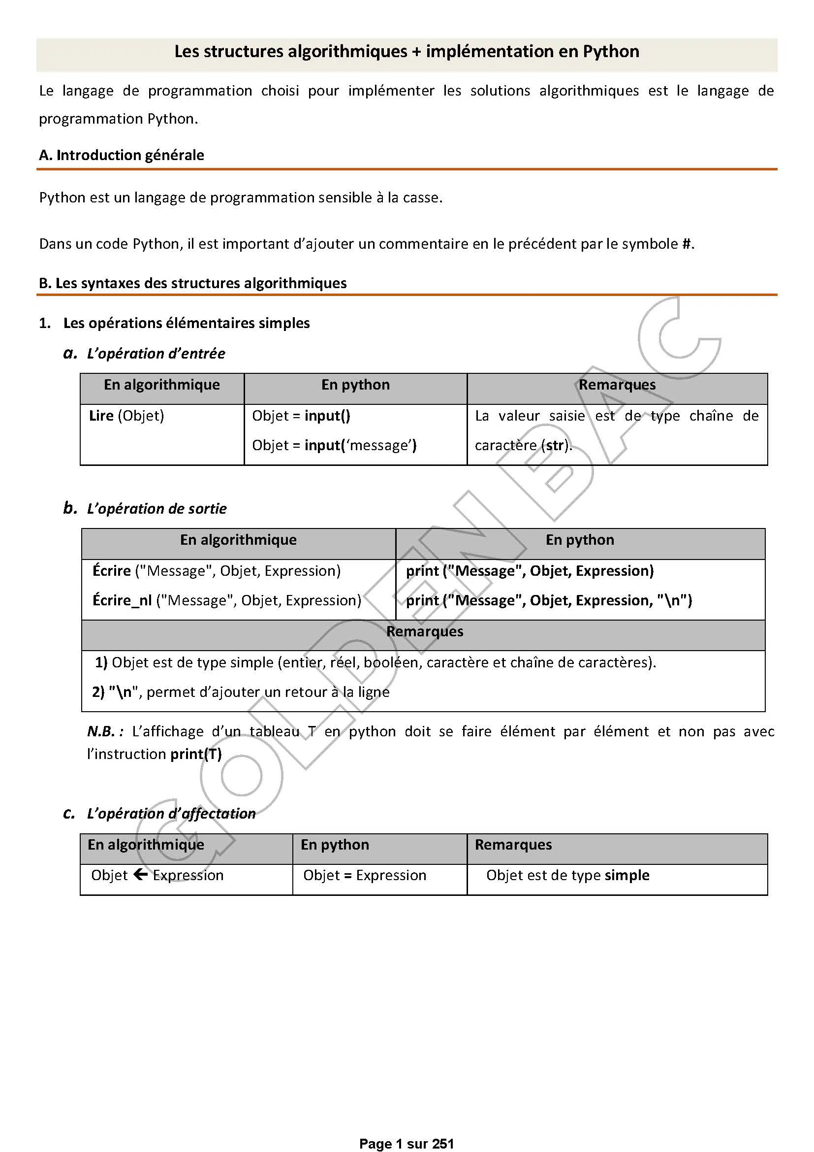 PYTHON- TOUTE LANNEE - BAC SCIENTIFIQUES