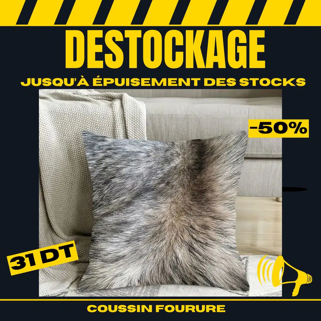 Coussin deco en fourrure synthétique LOUP