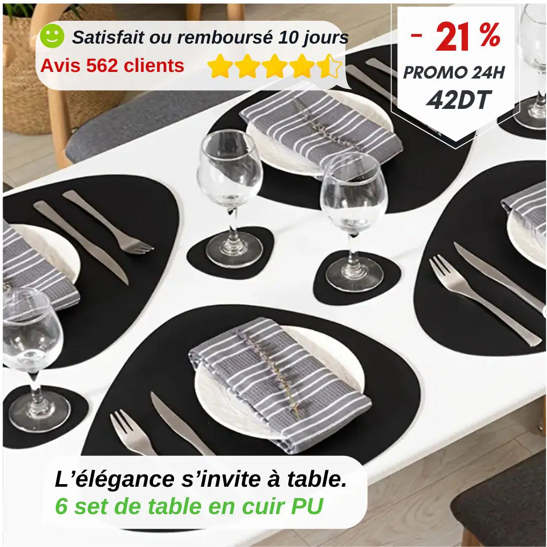 Ensemble de 6 Sets de Table Élégants en Cuir PU