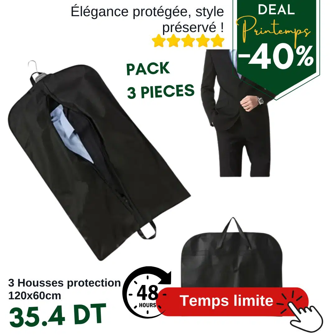 3 Housses de Vêtement pour Costume KING 120cmx60cm