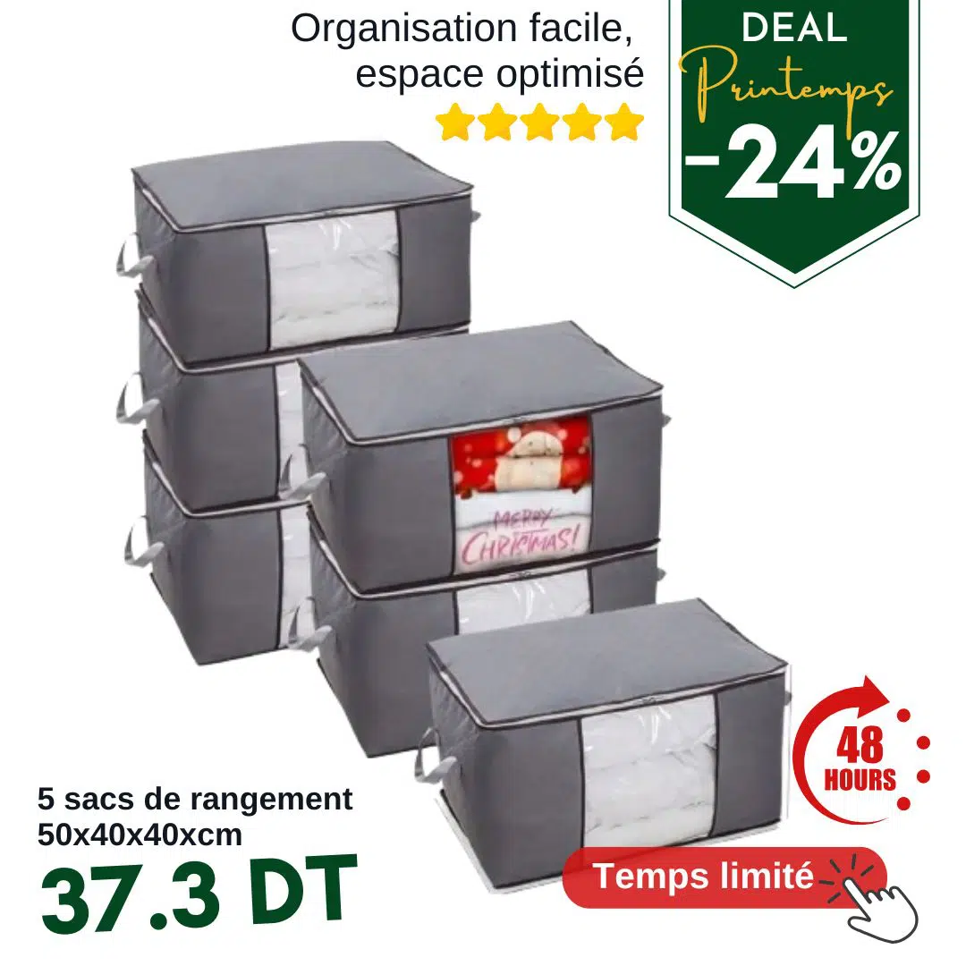 Pack 5 sacs de rangement couette et vetement