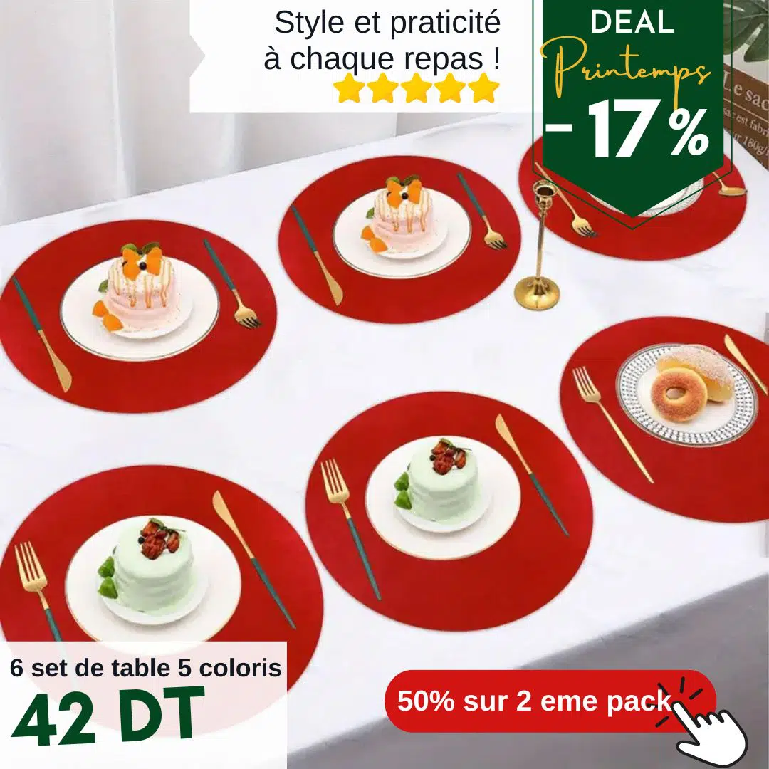 Ensemble set de table 6 pieces ronde