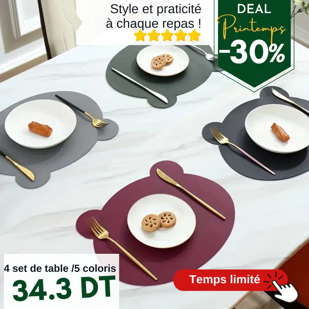Ensemble de 4 Sets de Table Amusants en Forme d’Ours